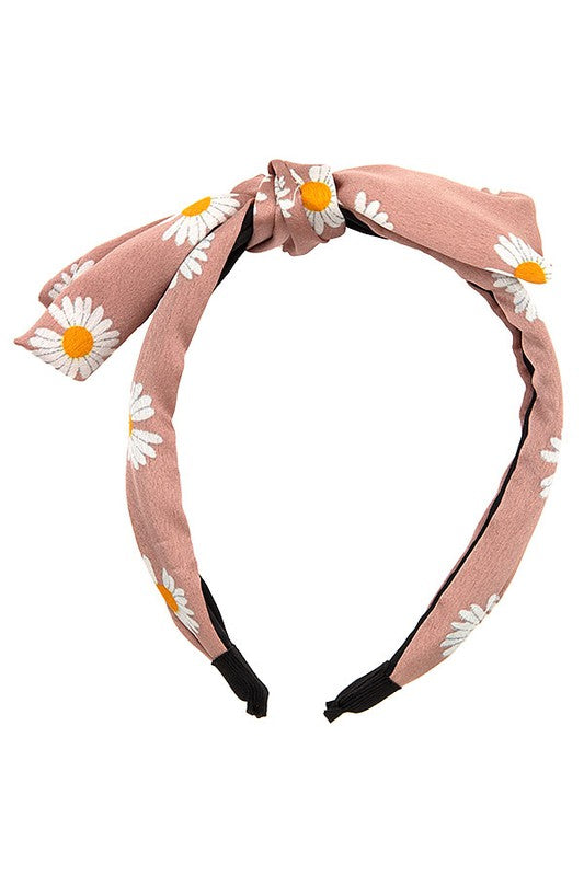 DAISY FLORAL BOW ACCENT HEADBAND