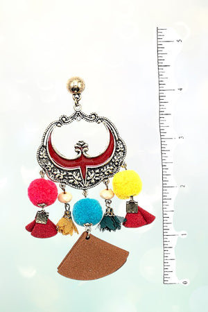 POM POM TASSEL DROP EARRING