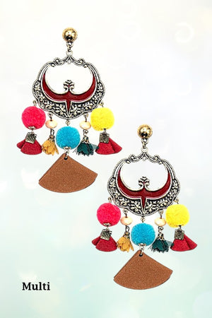 POM POM TASSEL DROP EARRING