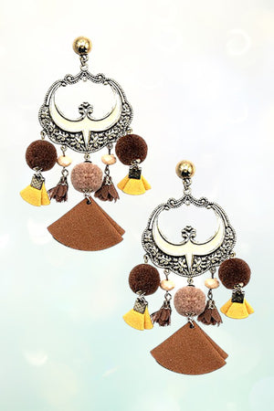 POM POM TASSEL DROP EARRING