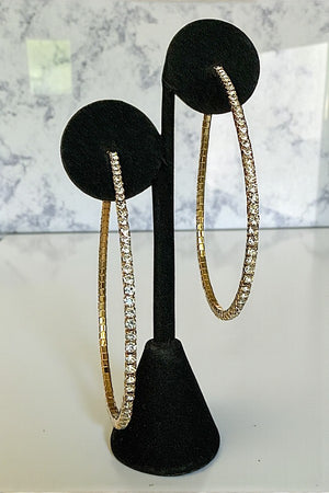 RHINESTONE PAVE LARGE TEARDROP FLEX HOOP EARRING