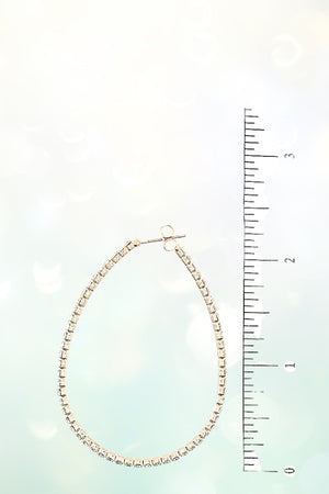 RHINESTONE PAVE LARGE TEARDROP FLEX HOOP EARRING