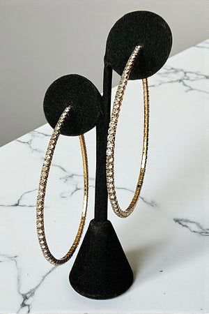 RHINESTONE PAVE LARGE TEARDROP FLEX HOOP EARRING