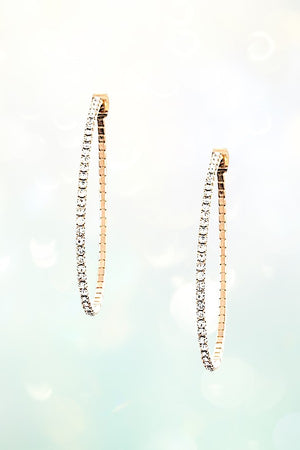 RHINESTONE PAVE LARGE TEARDROP FLEX HOOP EARRING