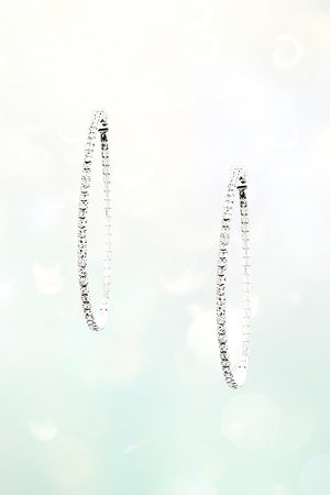 RHINESTONE PAVE LARGE TEARDROP FLEX HOOP EARRING
