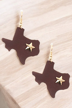 TEXAS STAR ACCENT FAUX LEATHER DROP EARRING