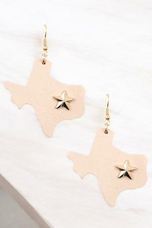 TEXAS STAR ACCENT FAUX LEATHER DROP EARRING