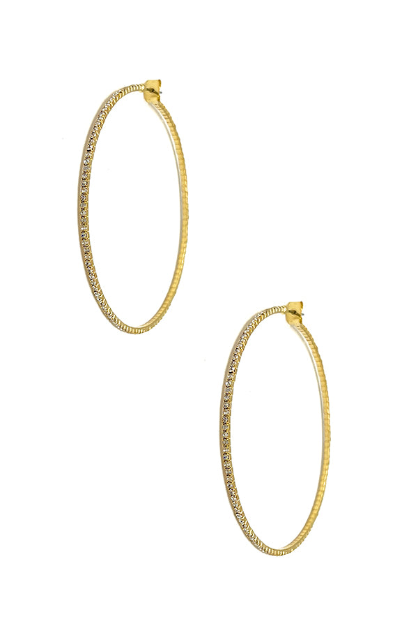 Rhinestone Pave Hoop Earring