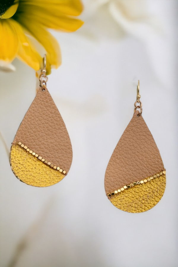 WATER DROP LEATHER DANGLE EARRING