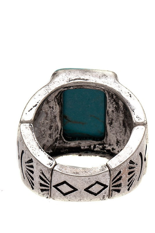 Square Gem Accent Stretch Ring