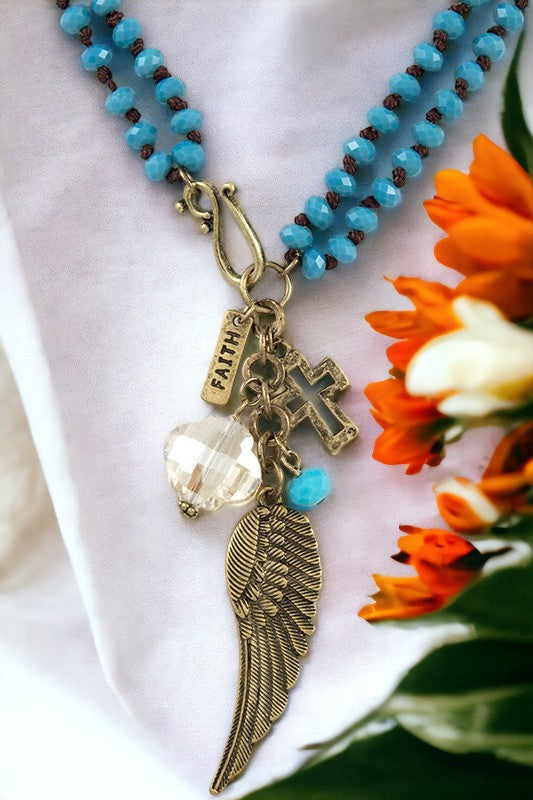 Faith Multi Pendant Beaded Necklace Set