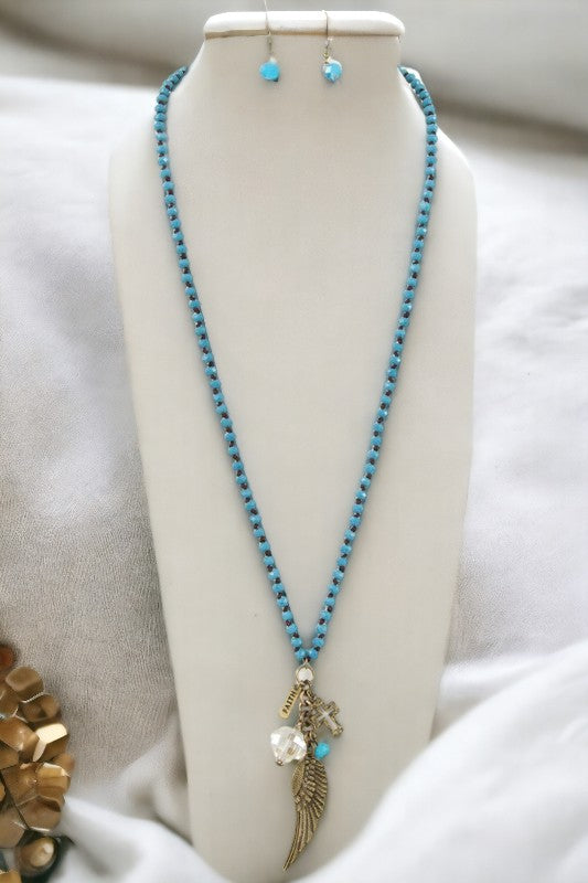 Faith Multi Pendant Beaded Necklace Set