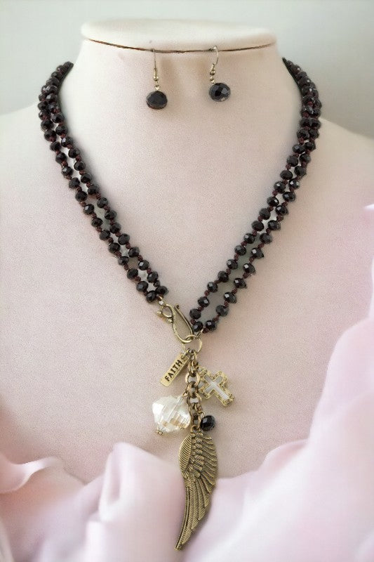 Faith Multi Pendant Beaded Necklace Set