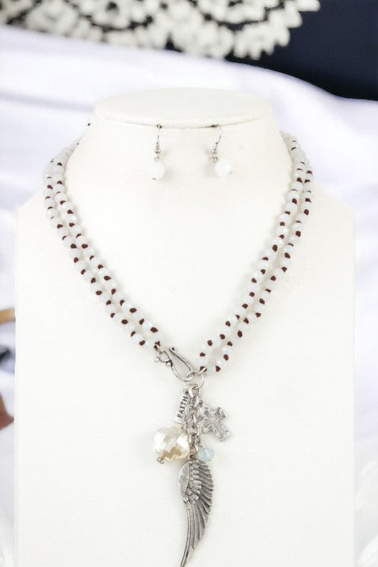 Faith Multi Pendant Beaded Necklace Set