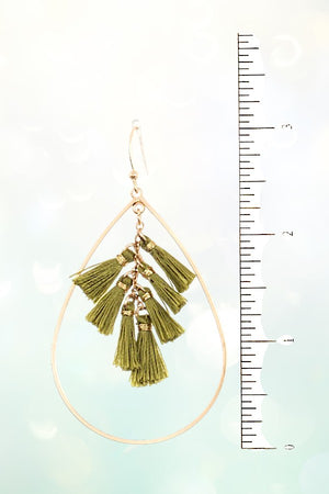 DELICATE GOLD TEARDROP WITH MULTI TASSEL LINK DANGLE EARRING