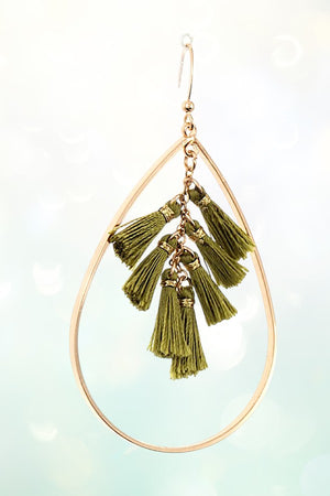 DELICATE GOLD TEARDROP WITH MULTI TASSEL LINK DANGLE EARRING
