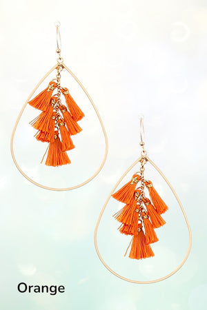 DELICATE GOLD TEARDROP WITH MULTI TASSEL LINK DANGLE EARRING