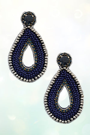 MIX JEWEL BEADED TEARDROP EARRING