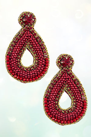 MIX JEWEL BEADED TEARDROP EARRING