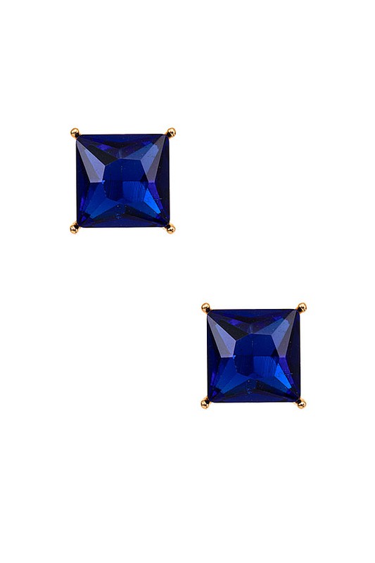 FACETED SQUARE FRAMED POST EARRING