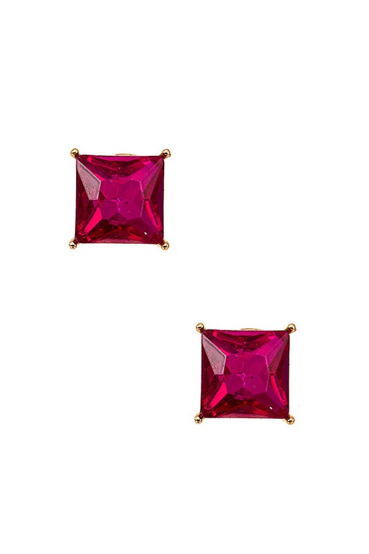 FACETED SQUARE FRAMED POST EARRING