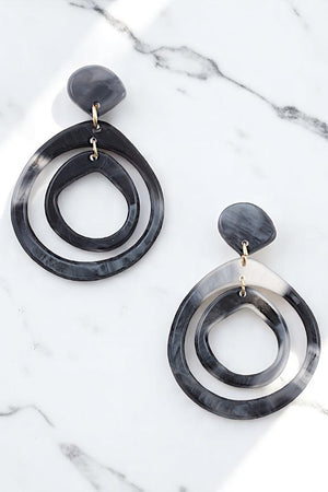 DOUBLE LINK ROUND RESIN DROP EARRING