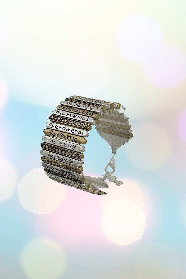 Etched Message Bar Link Bracelet