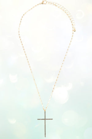 RHINESTONE CROSS PAVE PENDANT NECKLACE
