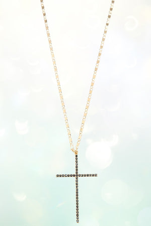 RHINESTONE CROSS PAVE PENDANT NECKLACE