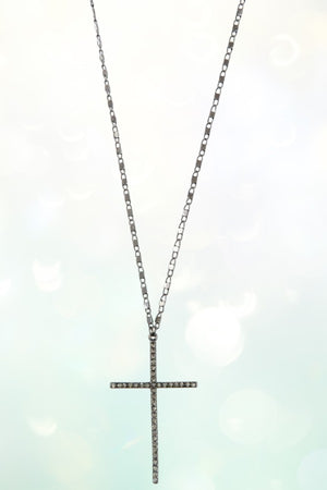 RHINESTONE CROSS PAVE PENDANT NECKLACE