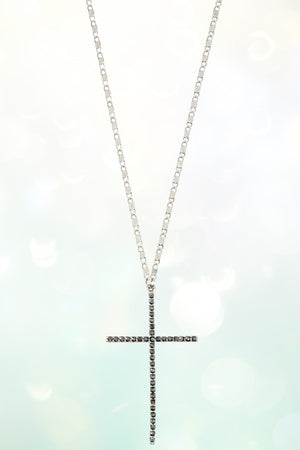 RHINESTONE CROSS PAVE PENDANT NECKLACE