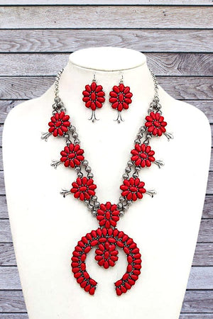 FLORAL GEM SQUASH BLOSSOM NECKLACE SET