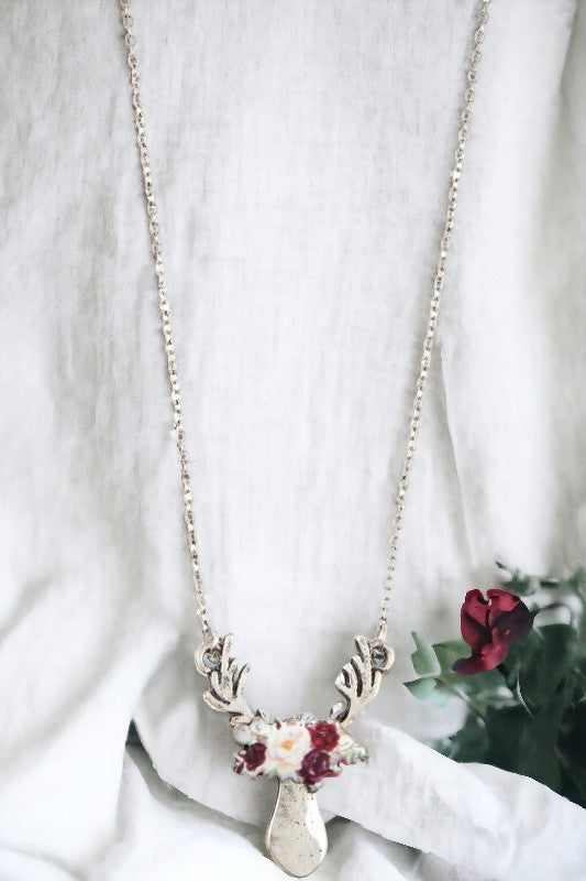 Floral Bull Pendant Necklace