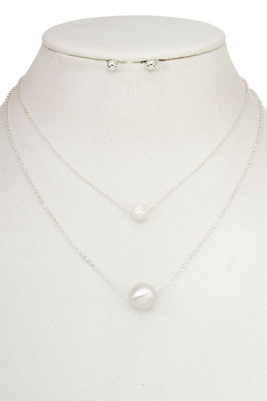 FRESHWATER PEARL ORB PENDANT NECKLACE SET