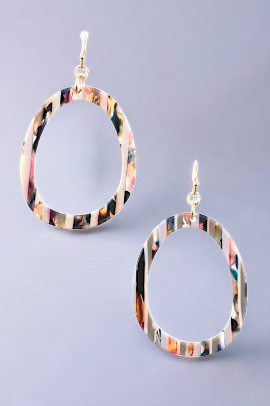 OVAL ACETATE DANGLE EARRING