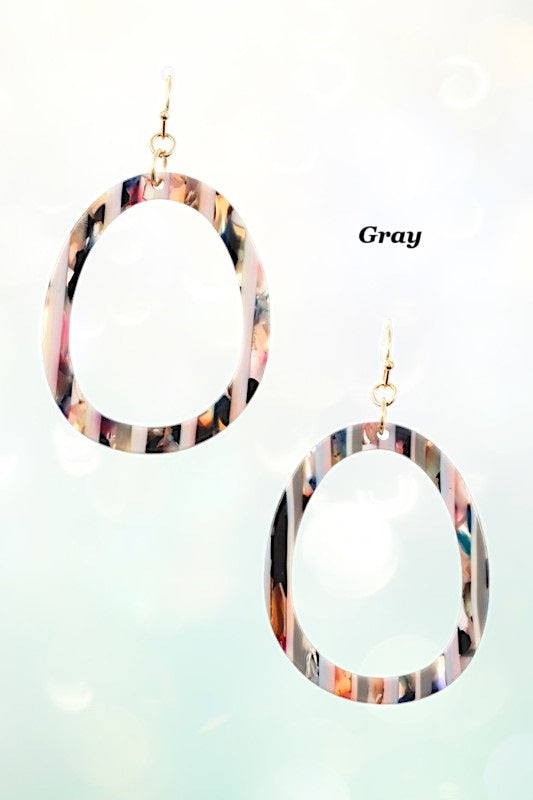 OVAL ACETATE DANGLE EARRING