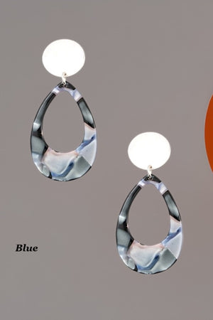 METAL LINK ACETATE TEARDROP EARRING