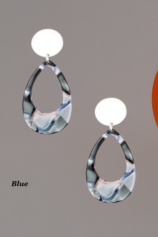 METAL LINK ACETATE TEARDROP EARRING