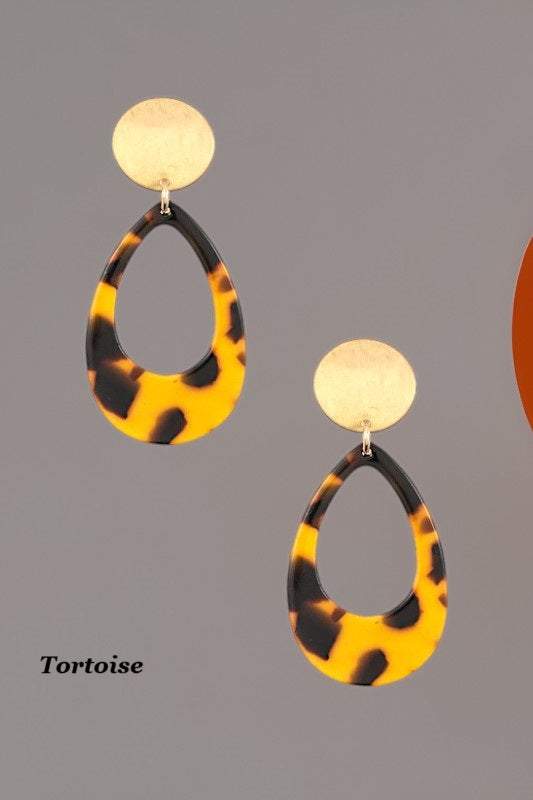 METAL LINK ACETATE TEARDROP EARRING