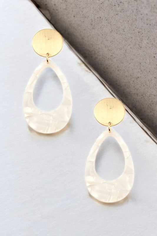 METAL LINK ACETATE TEARDROP EARRING