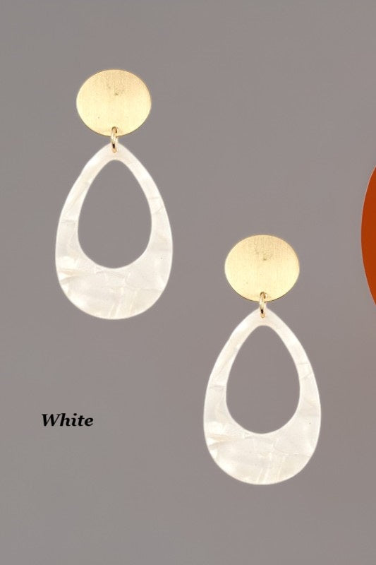 METAL LINK ACETATE TEARDROP EARRING