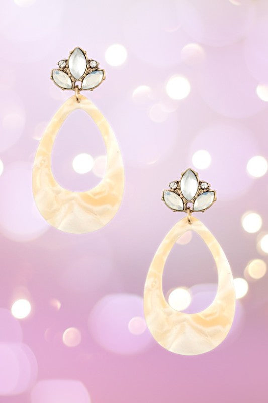 CRYSTAL GEM LINK ACETATE TEARDROP EARRING