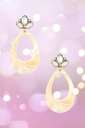 CRYSTAL GEM LINK ACETATE TEARDROP EARRING