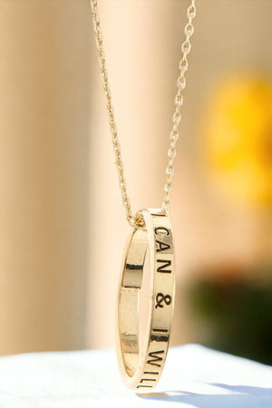 I can I Will Ring Pendant Long Necklace