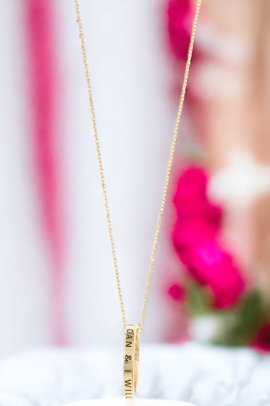 I can I Will Ring Pendant Long Necklace