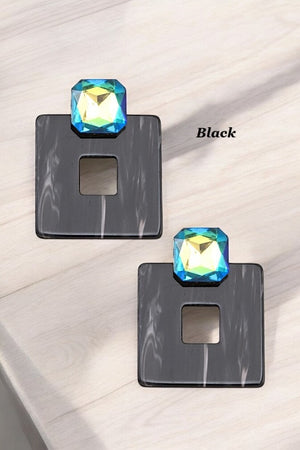 GEM ACCENT SQUARE RESIN DROP EARRING