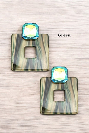 GEM ACCENT SQUARE RESIN DROP EARRING