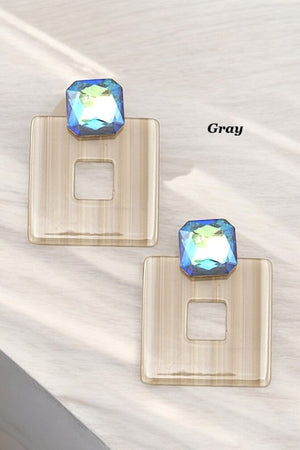 GEM ACCENT SQUARE RESIN DROP EARRING