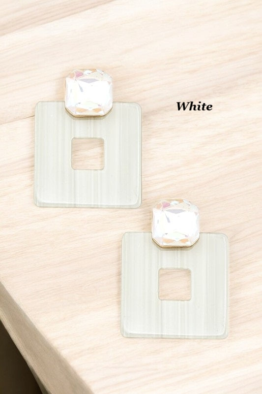 GEM ACCENT SQUARE RESIN DROP EARRING