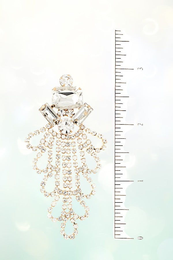 FACETED CRYSTAL GEM AND RHINESTONE EARRING